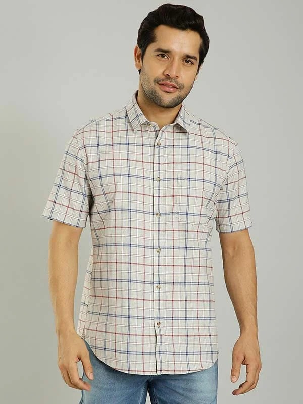Indian Terrain Men Checkered Grey Shirt
